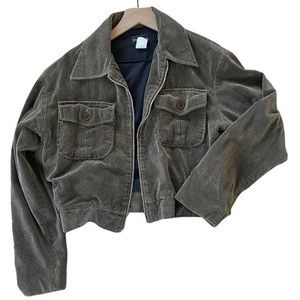 Green Corduroy Vintage Bomber Jacket